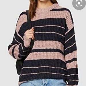 Striped Crewneck Oversized Sweater in Pink and Black